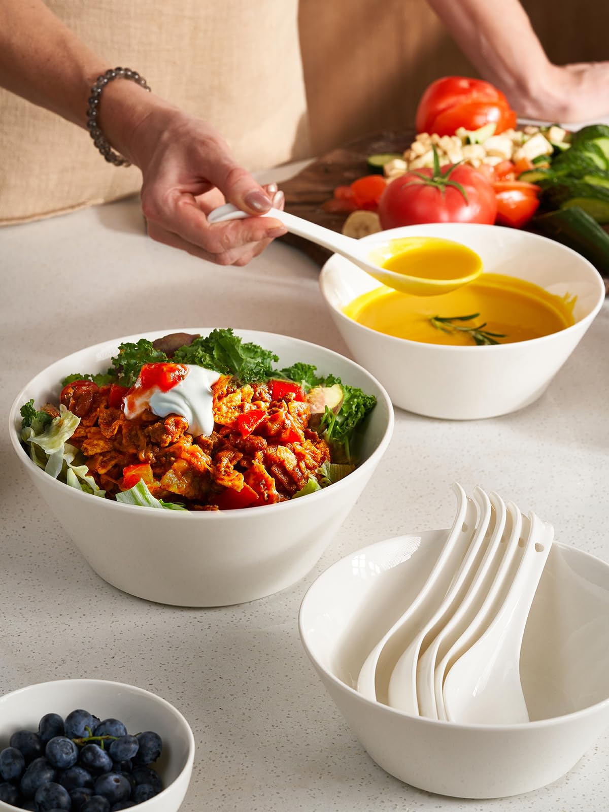 DOWAN Ceramic Soup Bowls - Versatile and Durable Dining Set